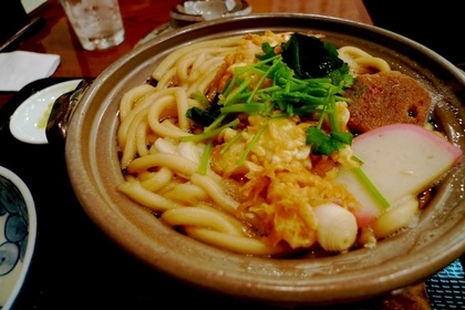 出来上がった鍋焼きうどん