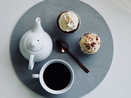 カップケーキとお茶